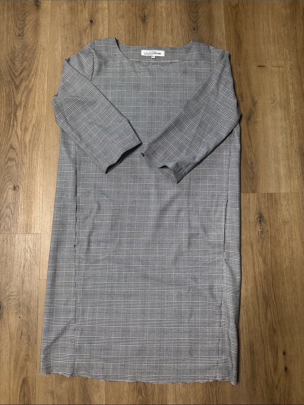 European Culture Gray Plaid Midi Dress